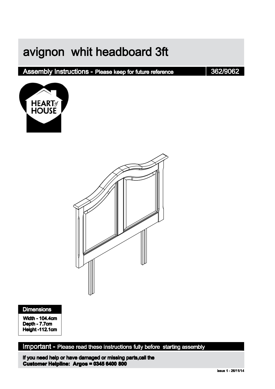 Argos BA00337-1 ASSEMBLY INSTRUCTIONS