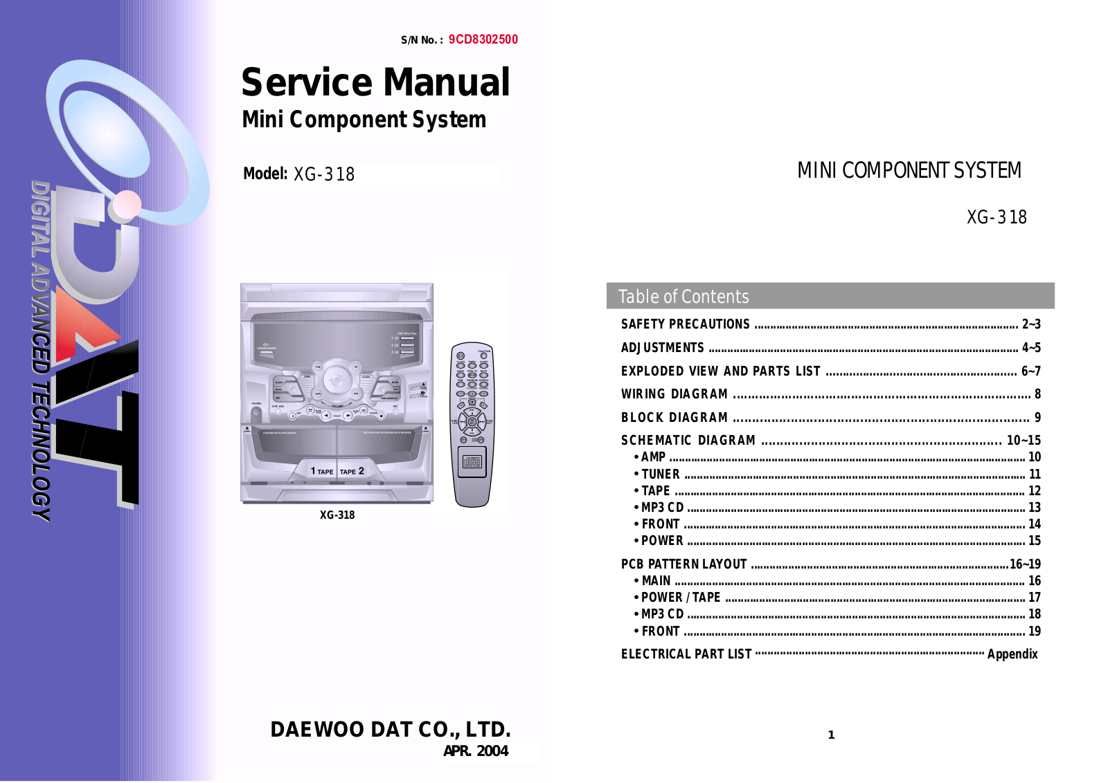 DAEWOO XG 318 Service Manual