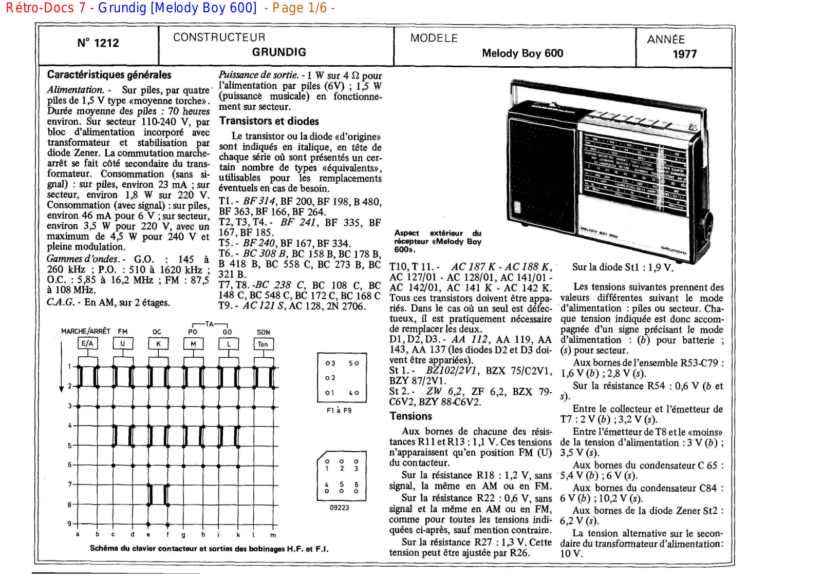 Grundig Melody-Boy-600 Service Manual