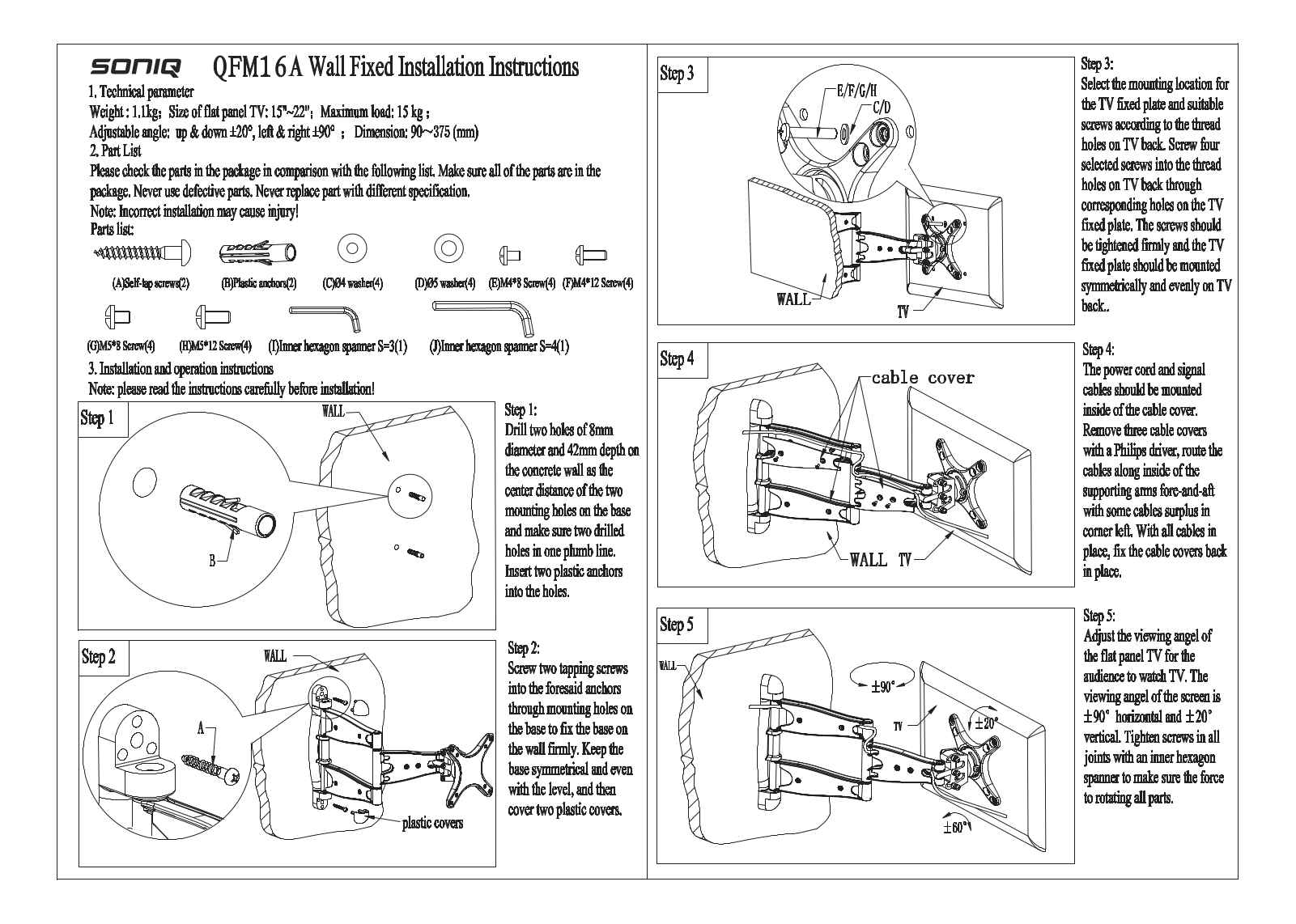 SONIQ QFM16A Instruction Manual