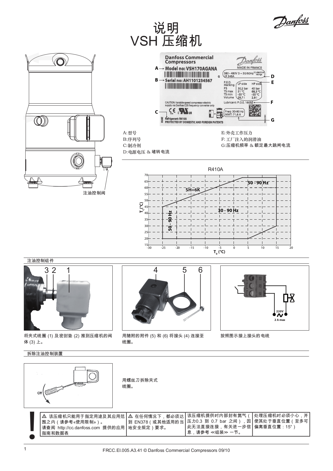 Danfoss VSH170AGANA Installation guide