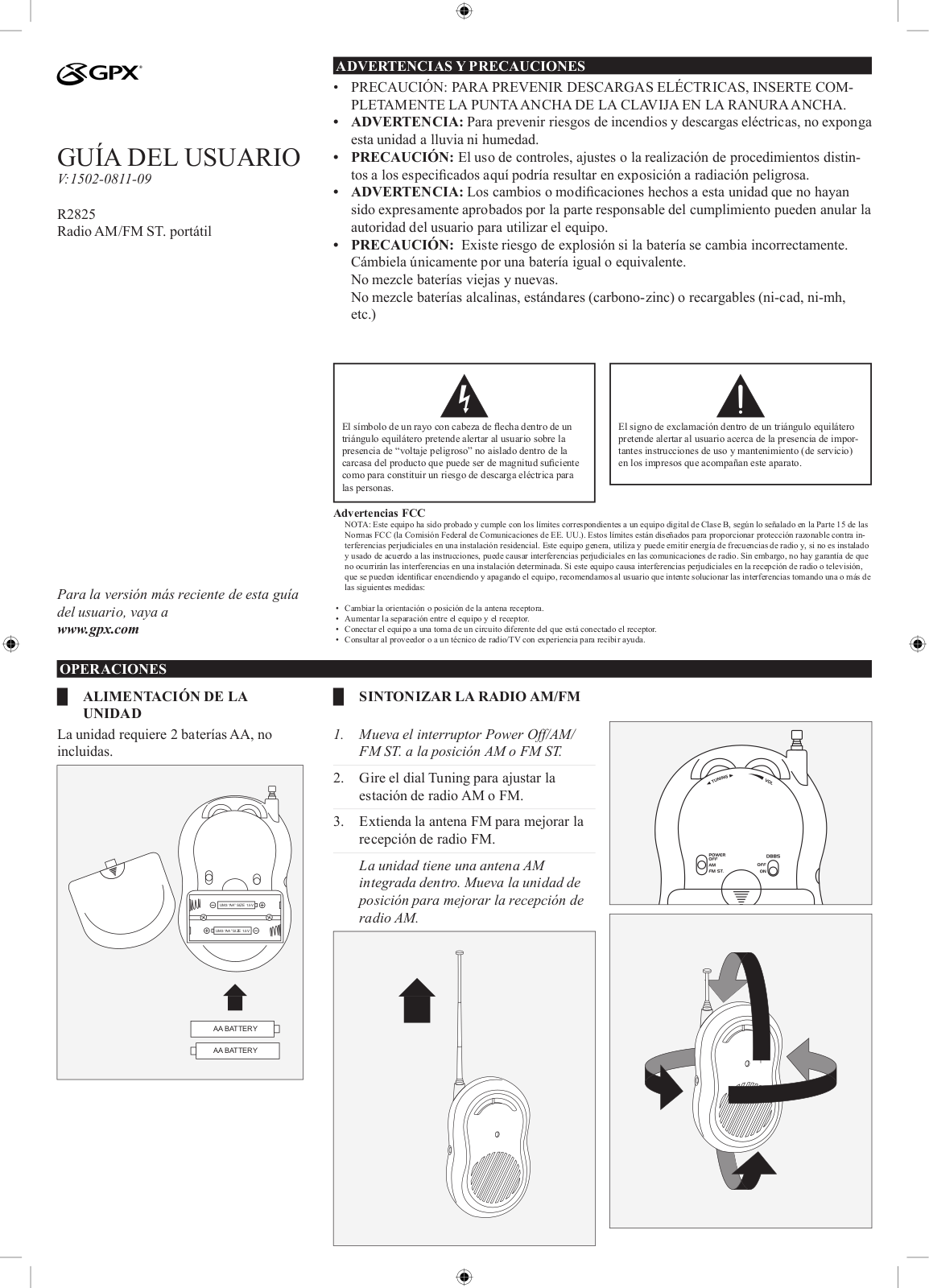 GPX R2825 Owner's Manual