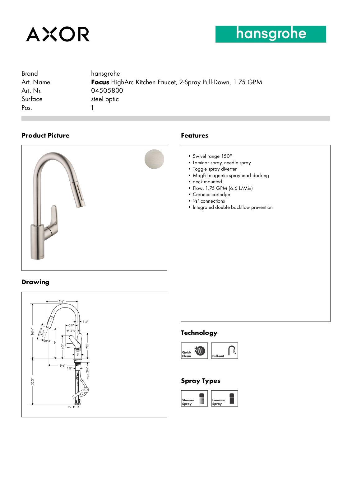 Hansgrohe GCDC2064 Specifications - ManualMachine.com