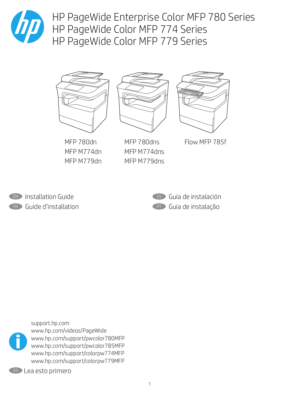 HP PageWide 780dn, PageWide 774dn, PageWide 780dns, PageWide 785f, PageWide M774dn Setup guide