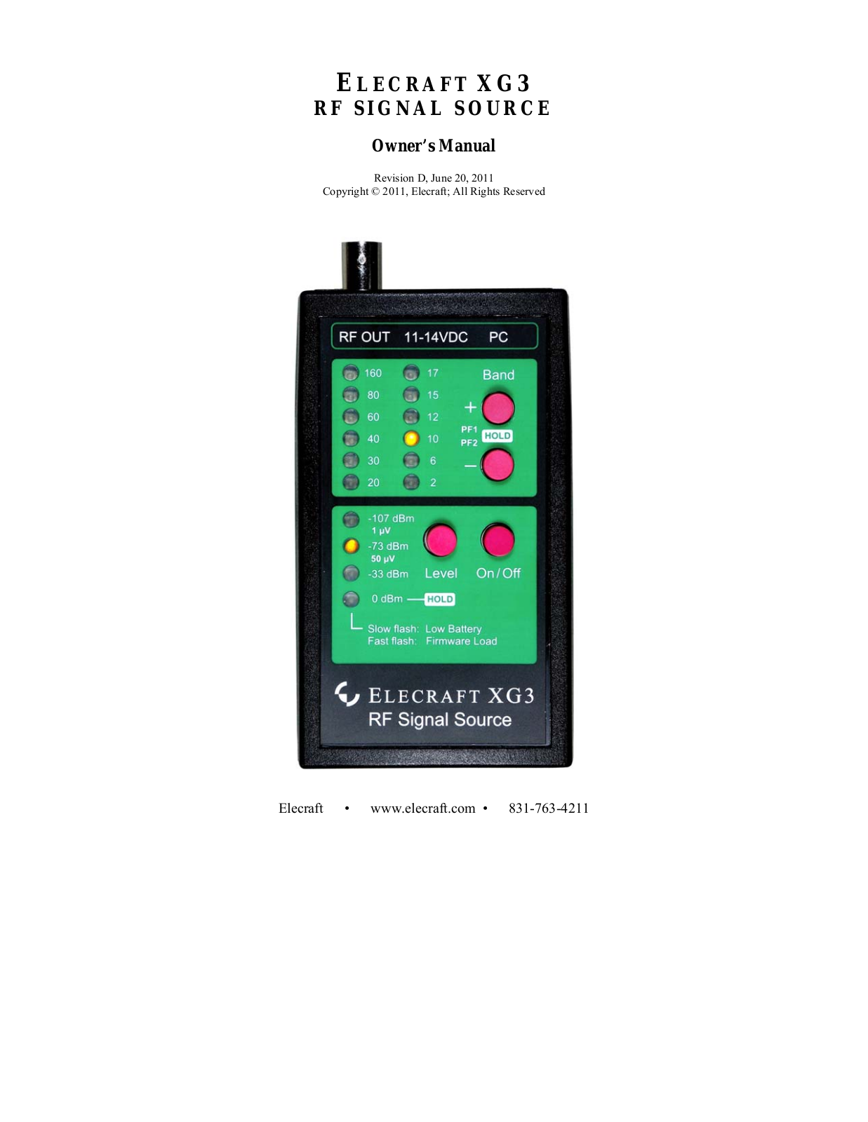 Elecraft XG3-RF User Manual