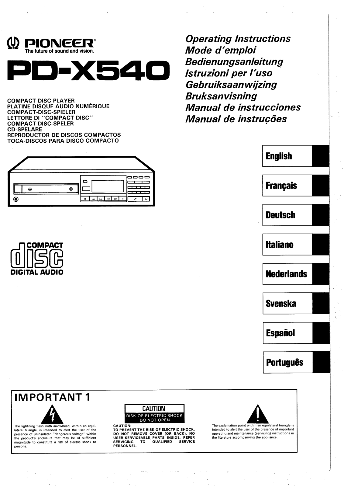 Pioneer PD-X540 User Manual