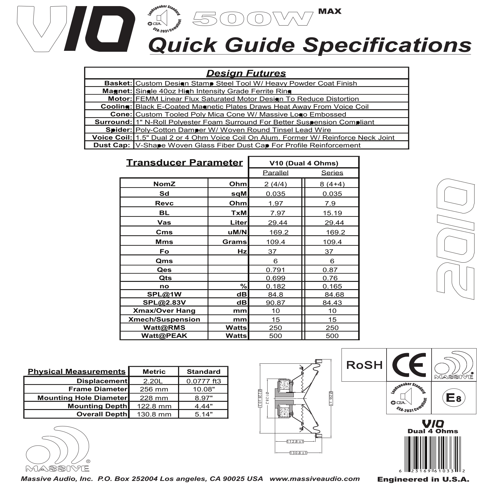 Massive Audio V10 Instruction Manual