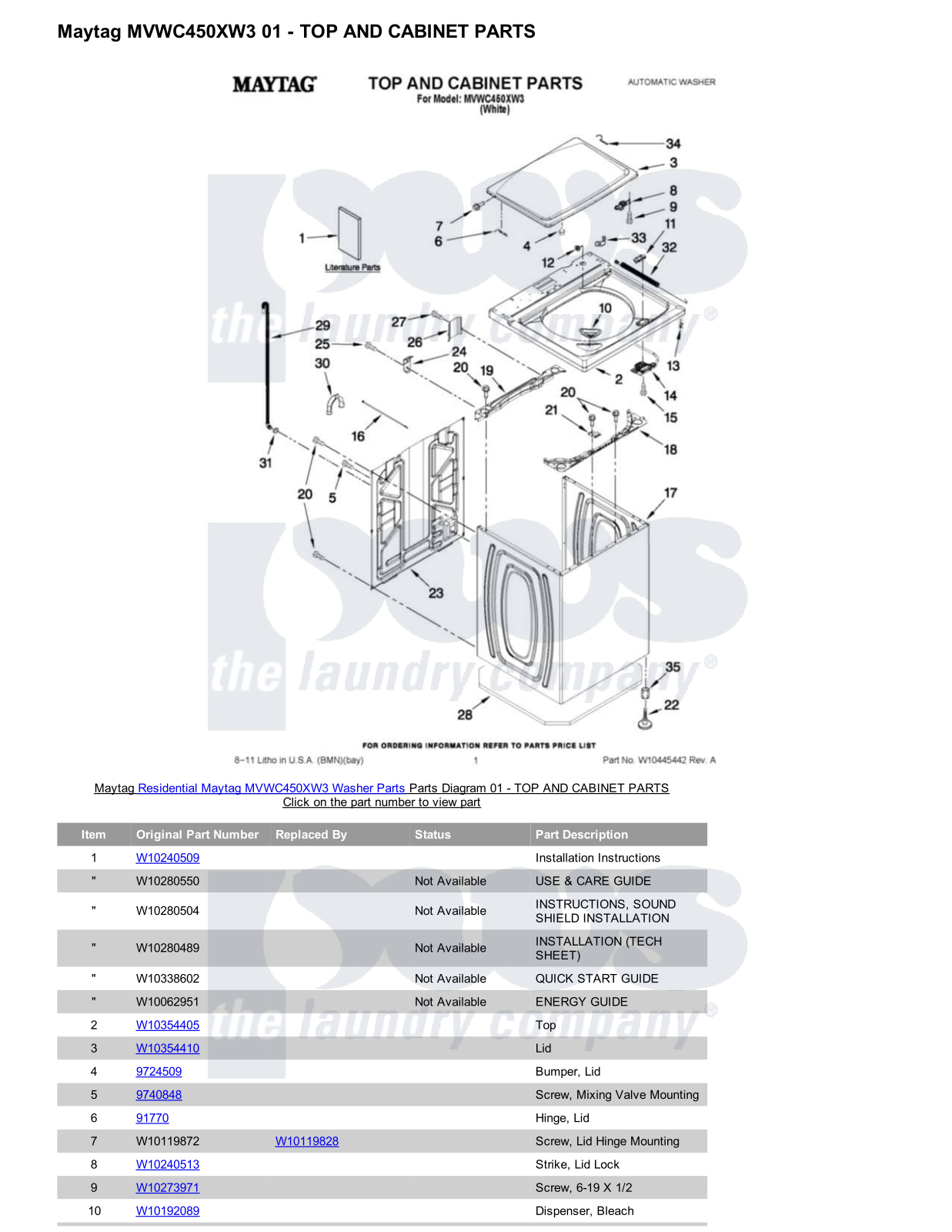 Maytag MVWC450XW3 Parts Diagram