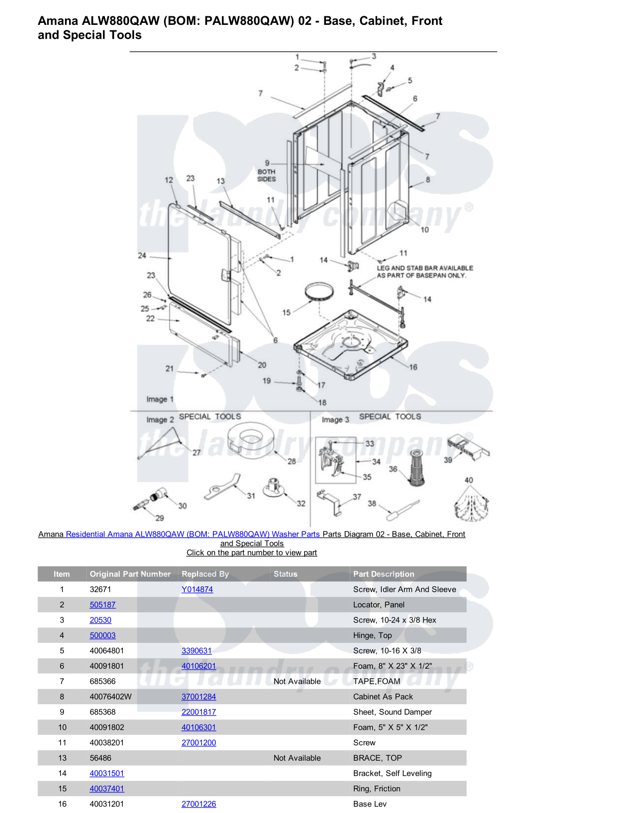 Amana ALW880QAW Parts Diagram