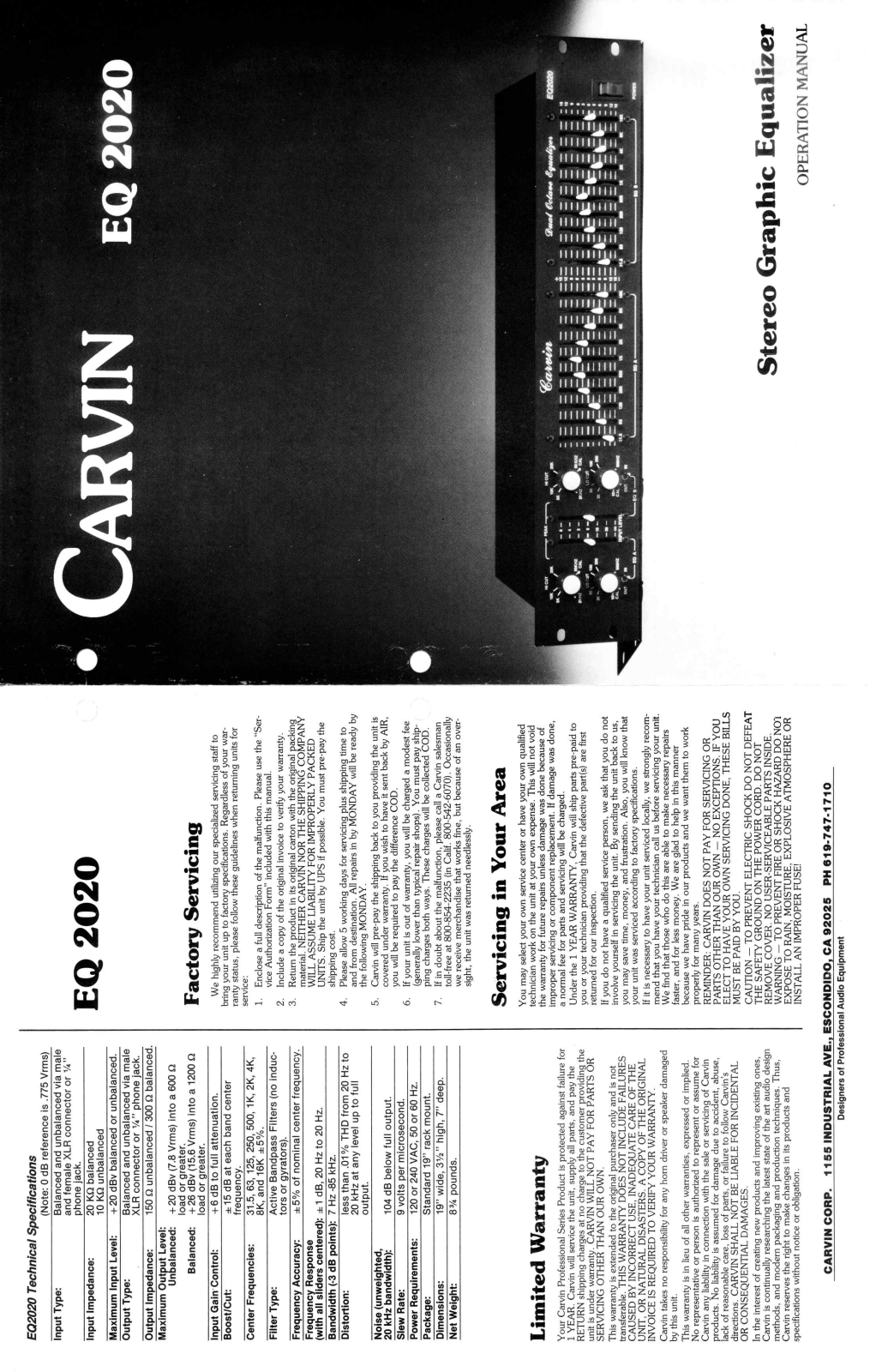 Carvin EQ2020 Owner's Manual