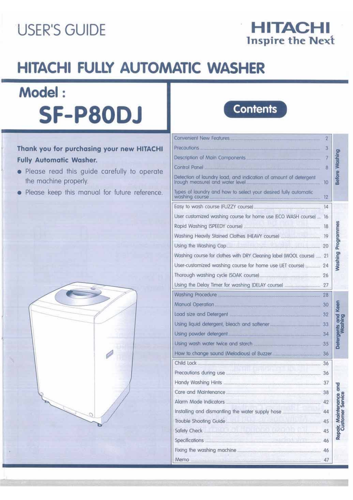 Hitachi SF-P80DJ User Manual