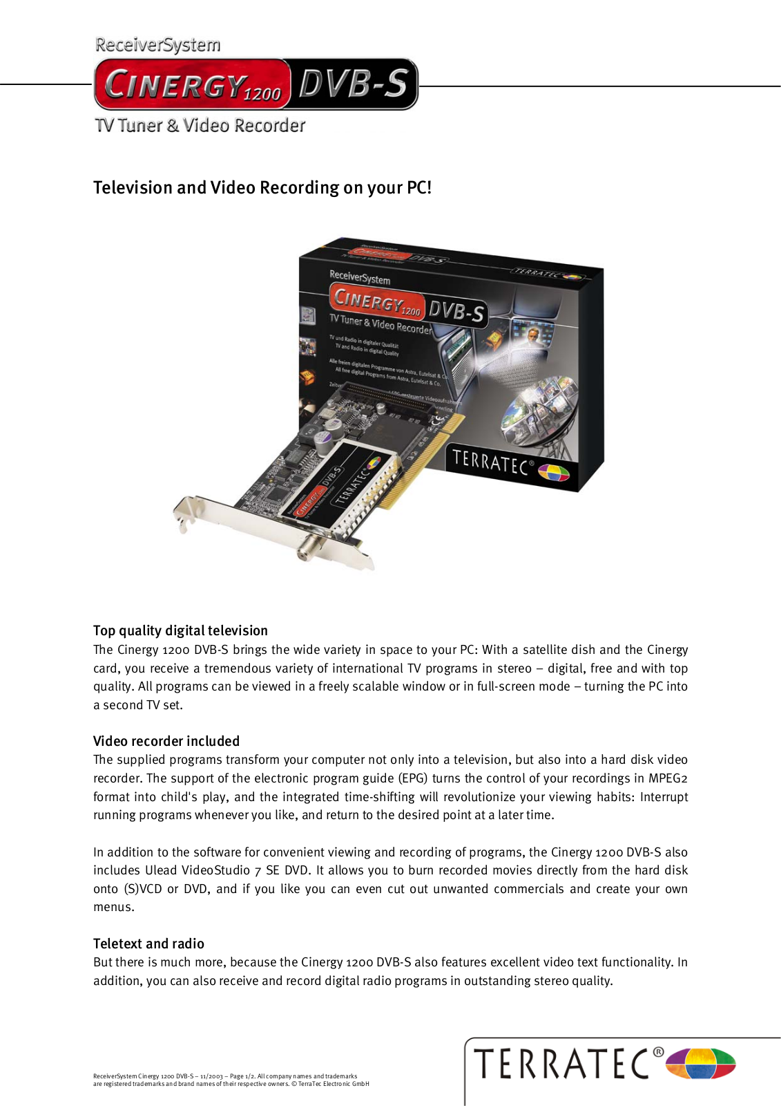 Terratec CINERGY1200DVB-S User Manual