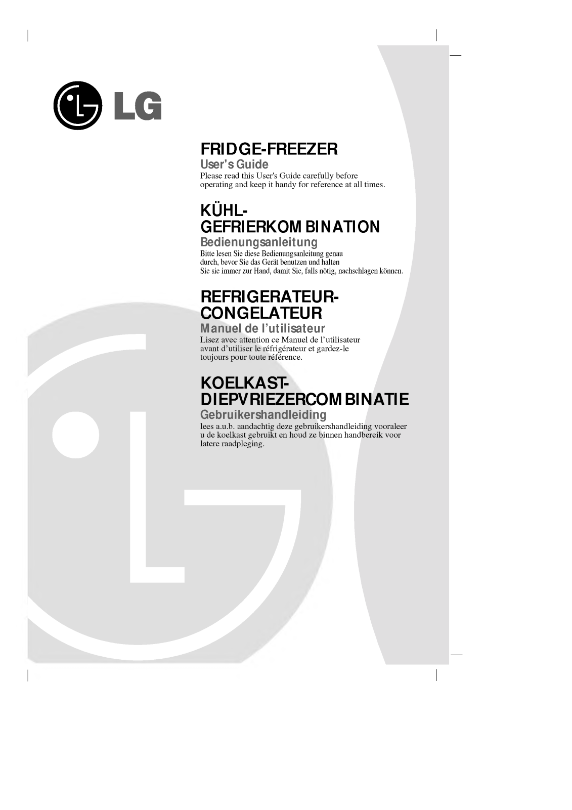 LG GR-399STQ, GR-359STQ, GR-359SQ, GR-399SQ, GR-399SNQ User Manual