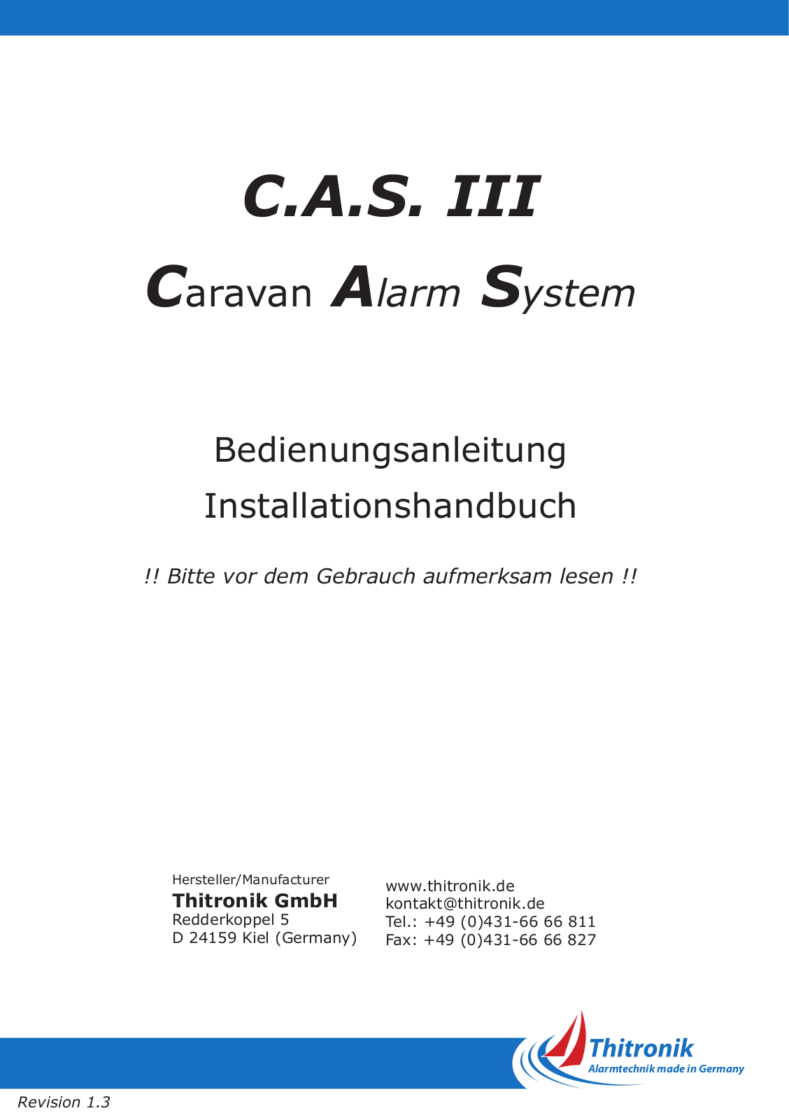 Thitronik C.A.S. III Installation and Operation manual