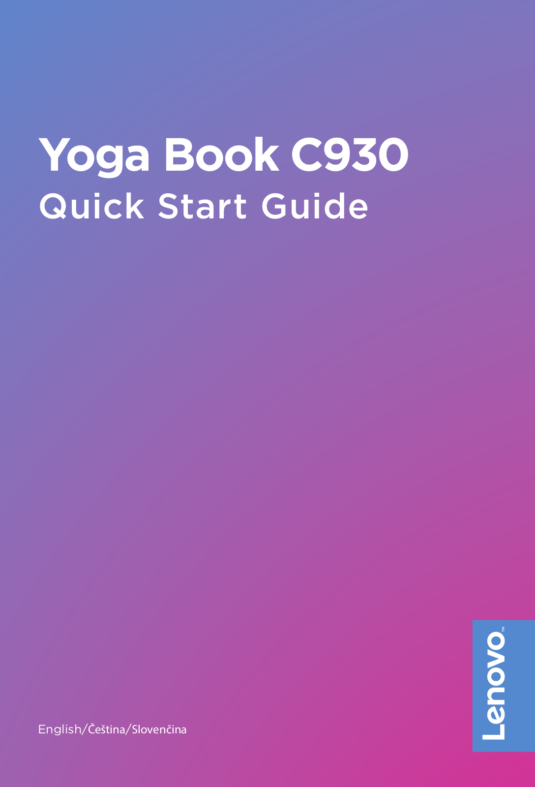 Lenovo Yoga Book C930 Quick Start Guide