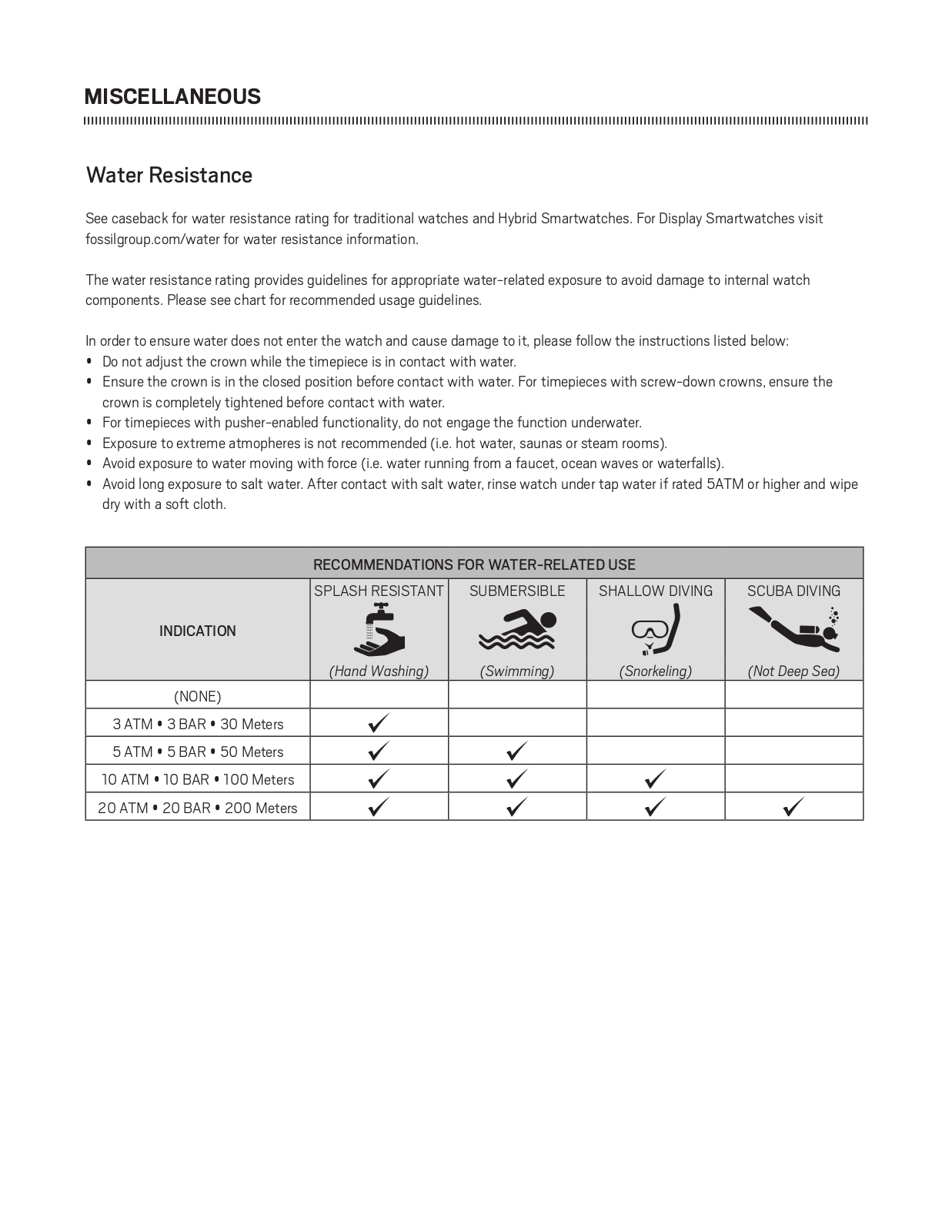 Fossil Fossil Watch Instruction Manual