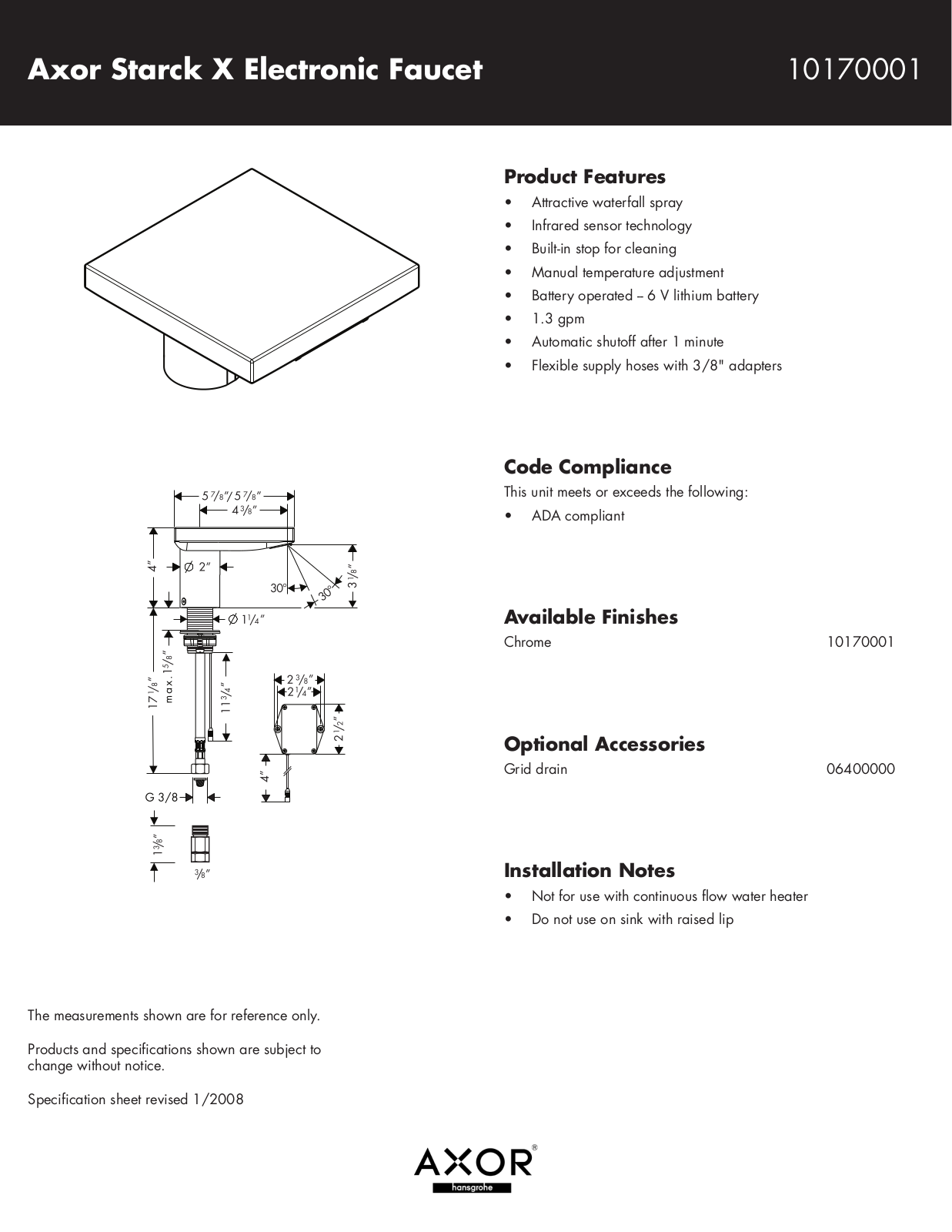 Hans Grohe 10170001 User Manual