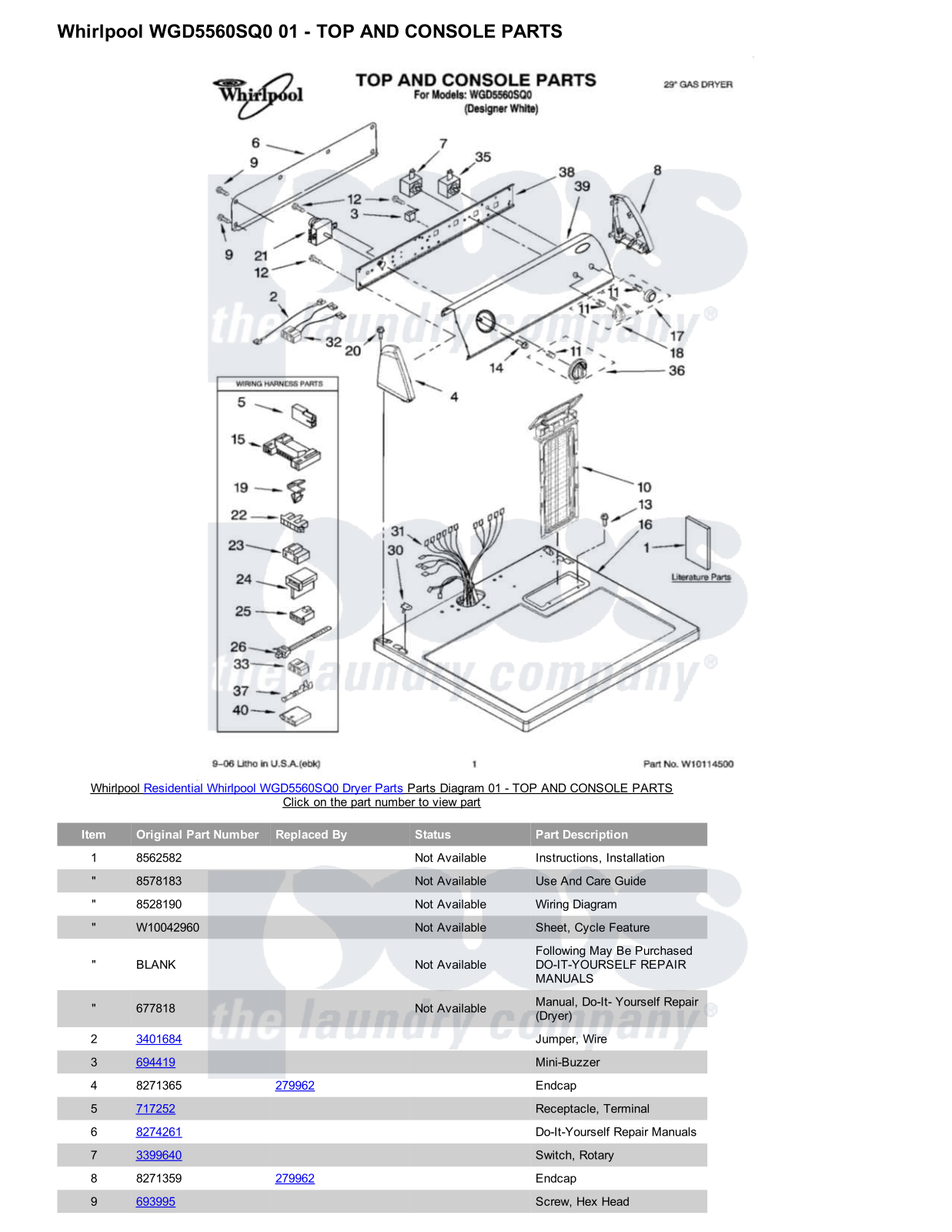 Whirlpool WGD5560SQ0 Parts Diagram