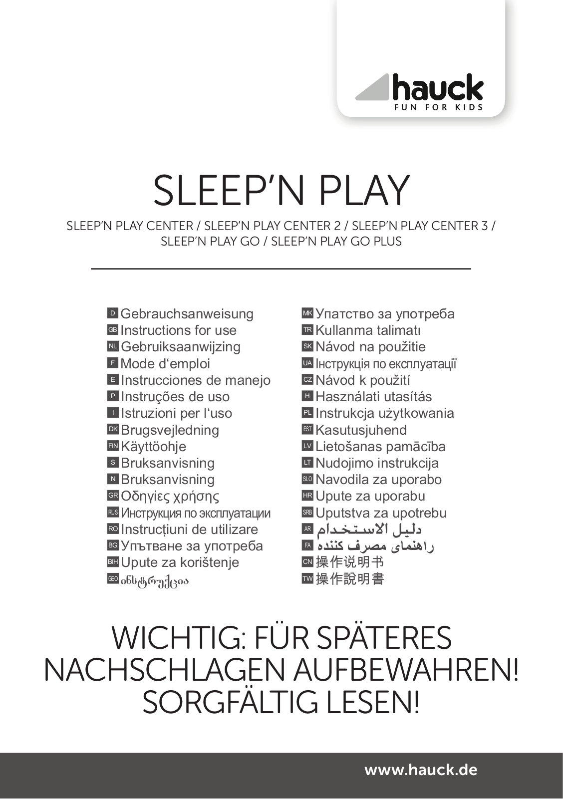 HAUCK SLEEP’N PLAY User Guide