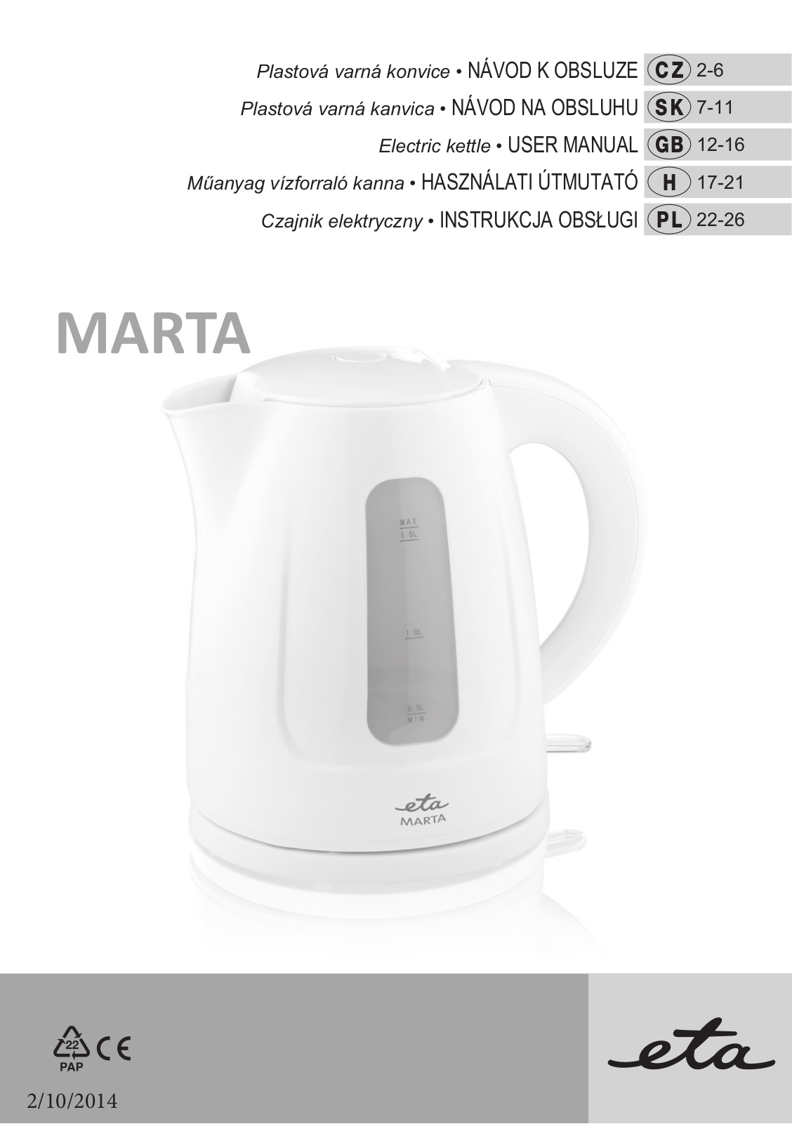 ETA Marta 4604 90000 User Manual