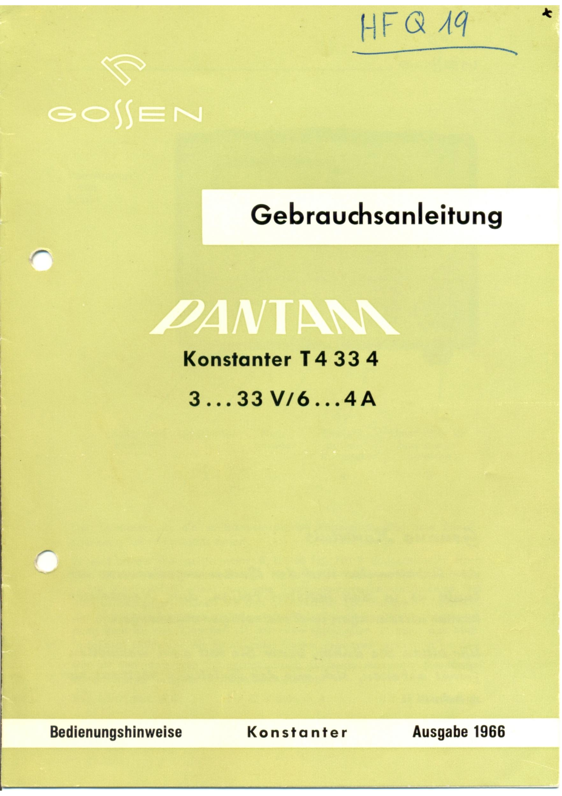 Gossen Q177 User Manual