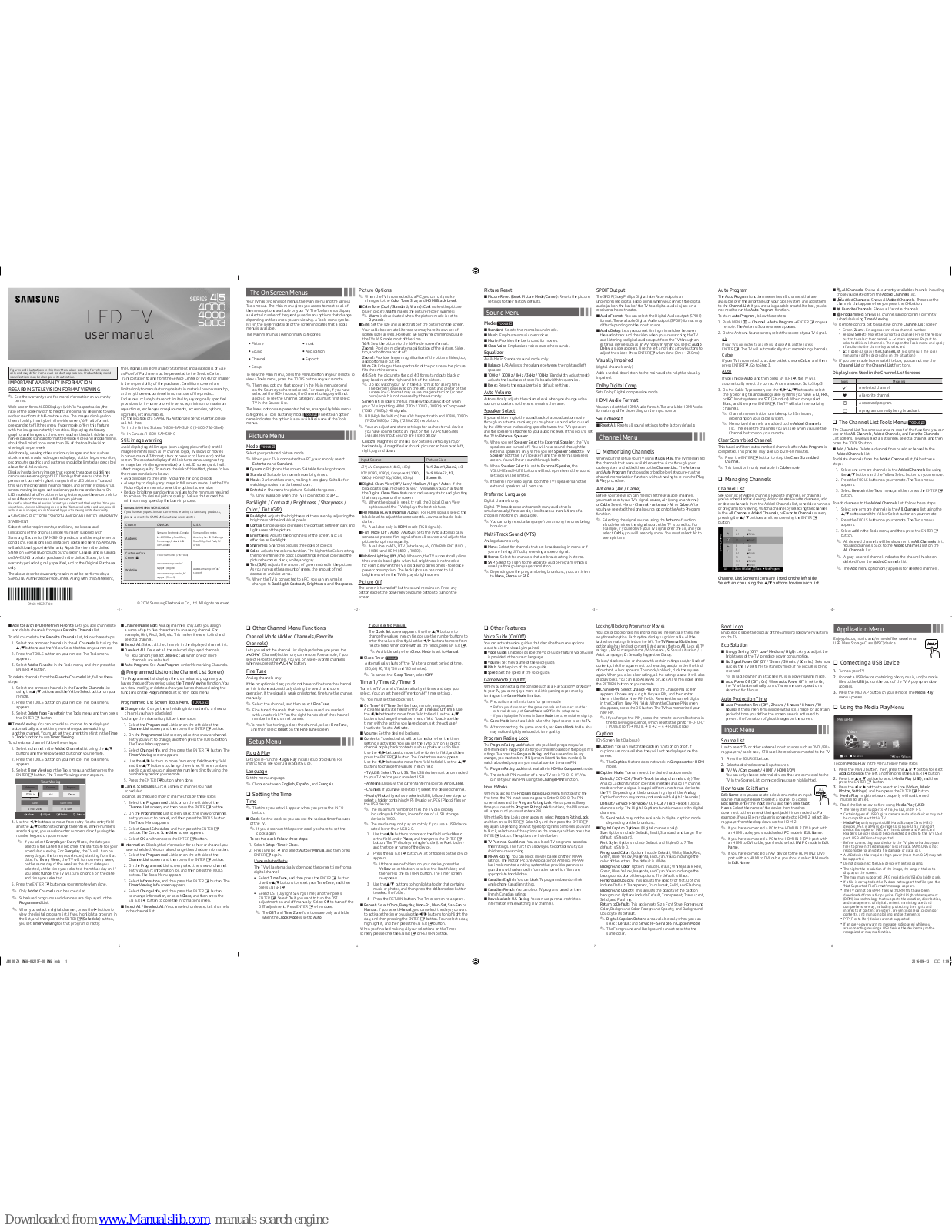 Samsung UN32J400D, UN43J5000, UN48J5000, UN50J5000 User Manual