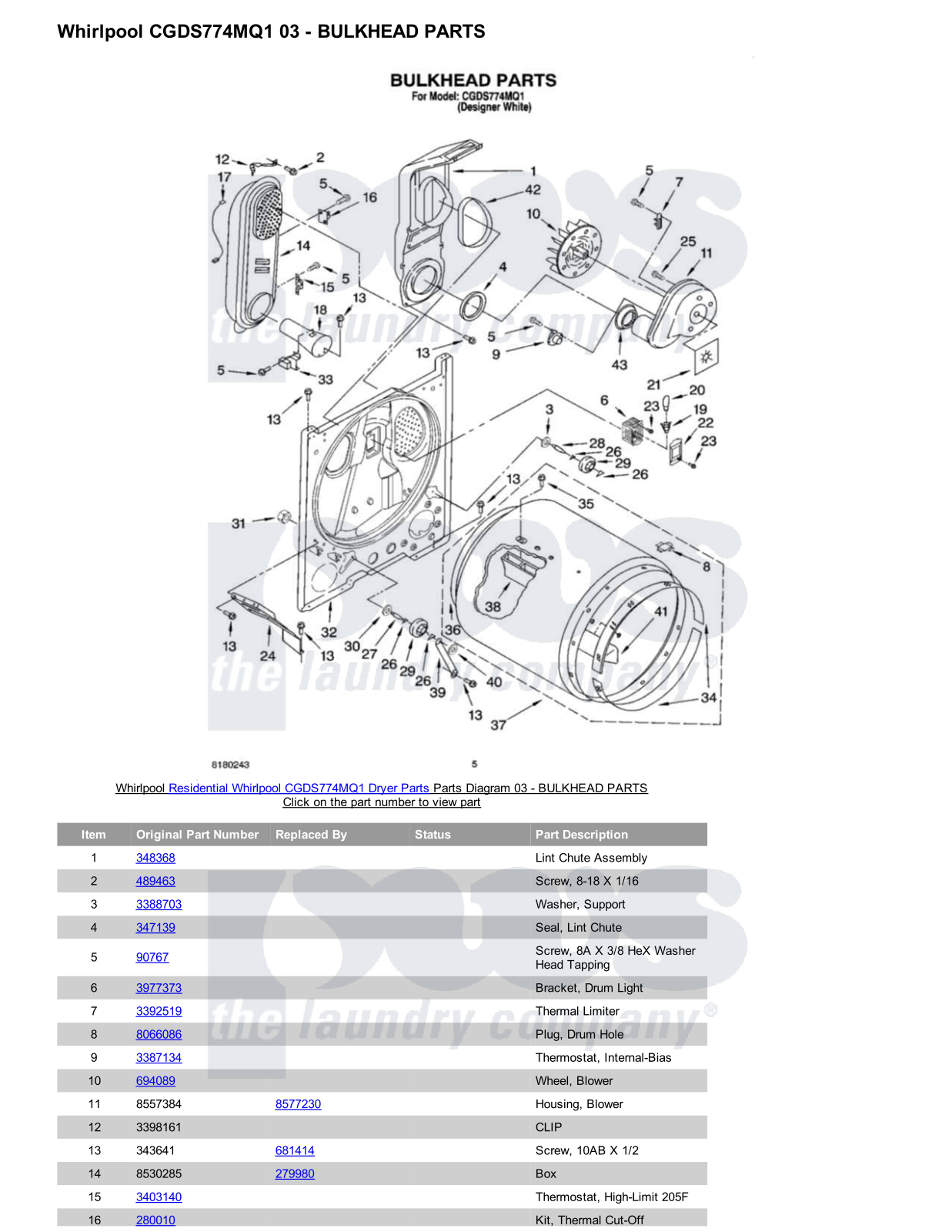 Whirlpool CGDS774MQ1 Parts Diagram