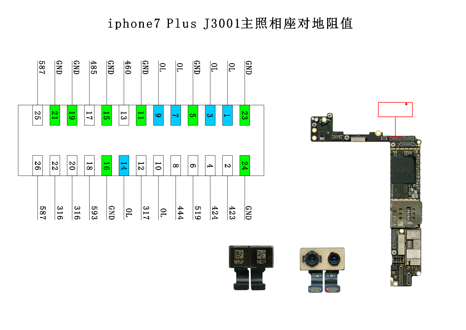 Apple iPhone 7 Plus Schematics Big Rear Back camera FPCconnector