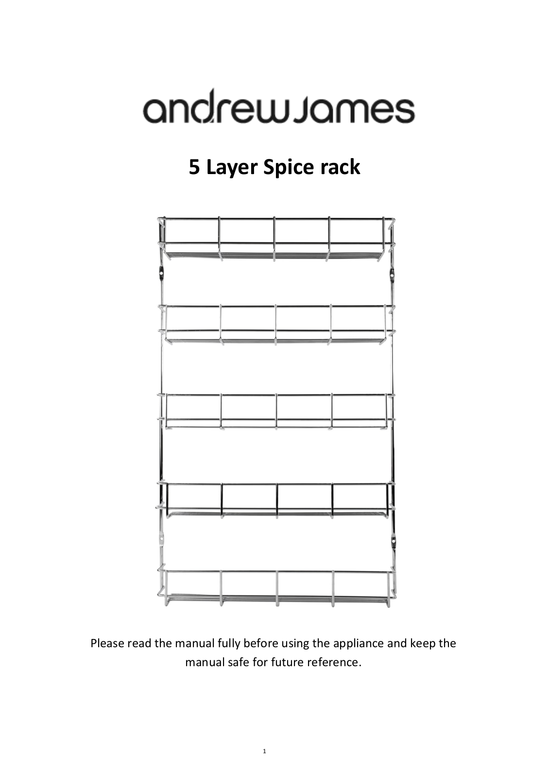 Andrew James 5 Tier Spice Rack User Manual