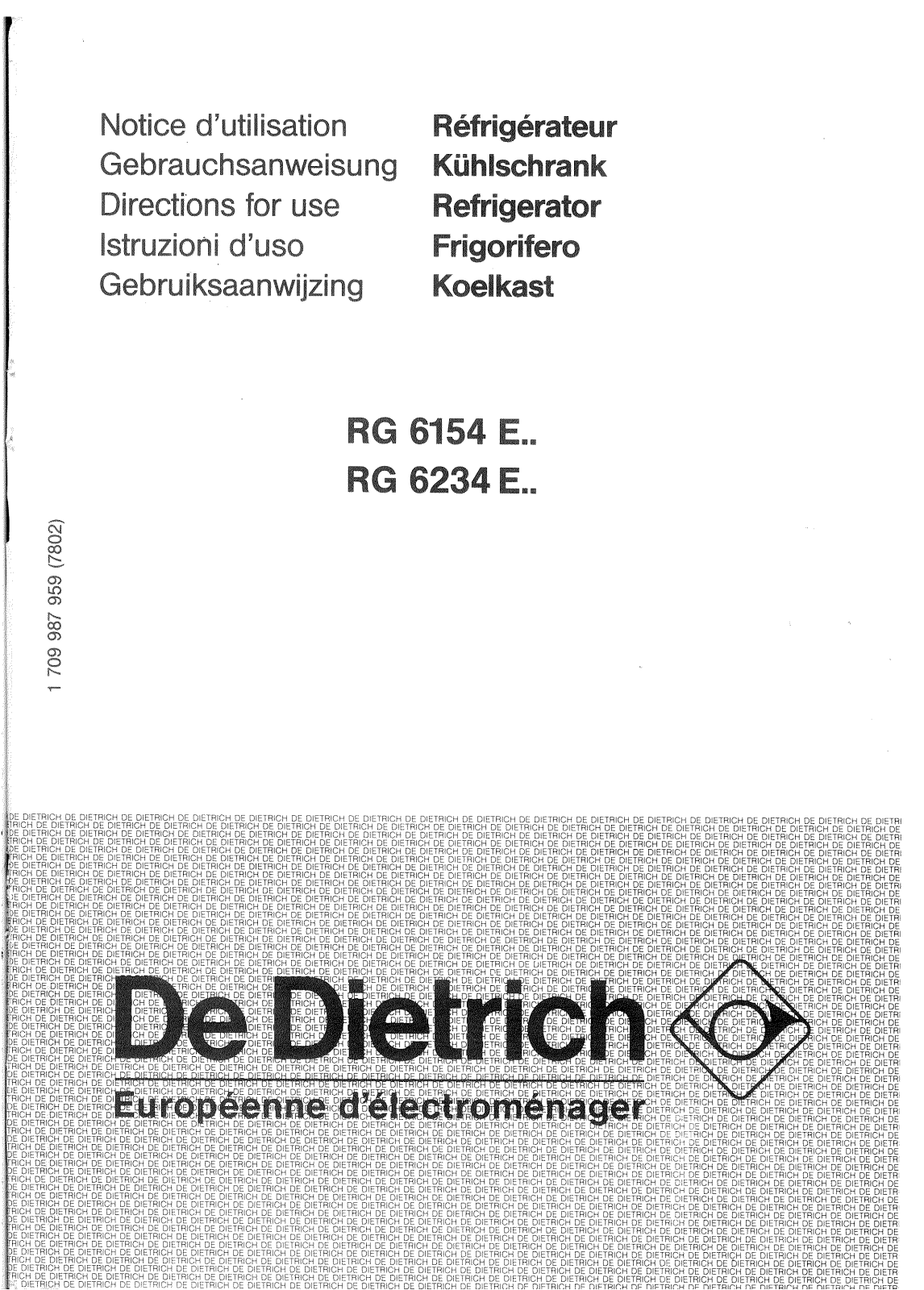 De dietrich RG6225E1, RG6155E1, RG6234E1, RG5235E1 User Manual