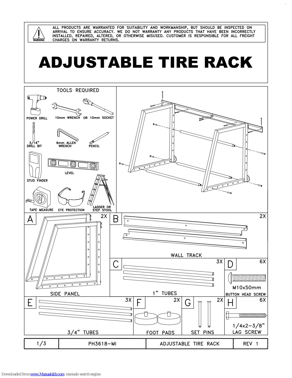 TC-Helicon Voicetone, ADJUSTABLE TIRE RACK Product Manual