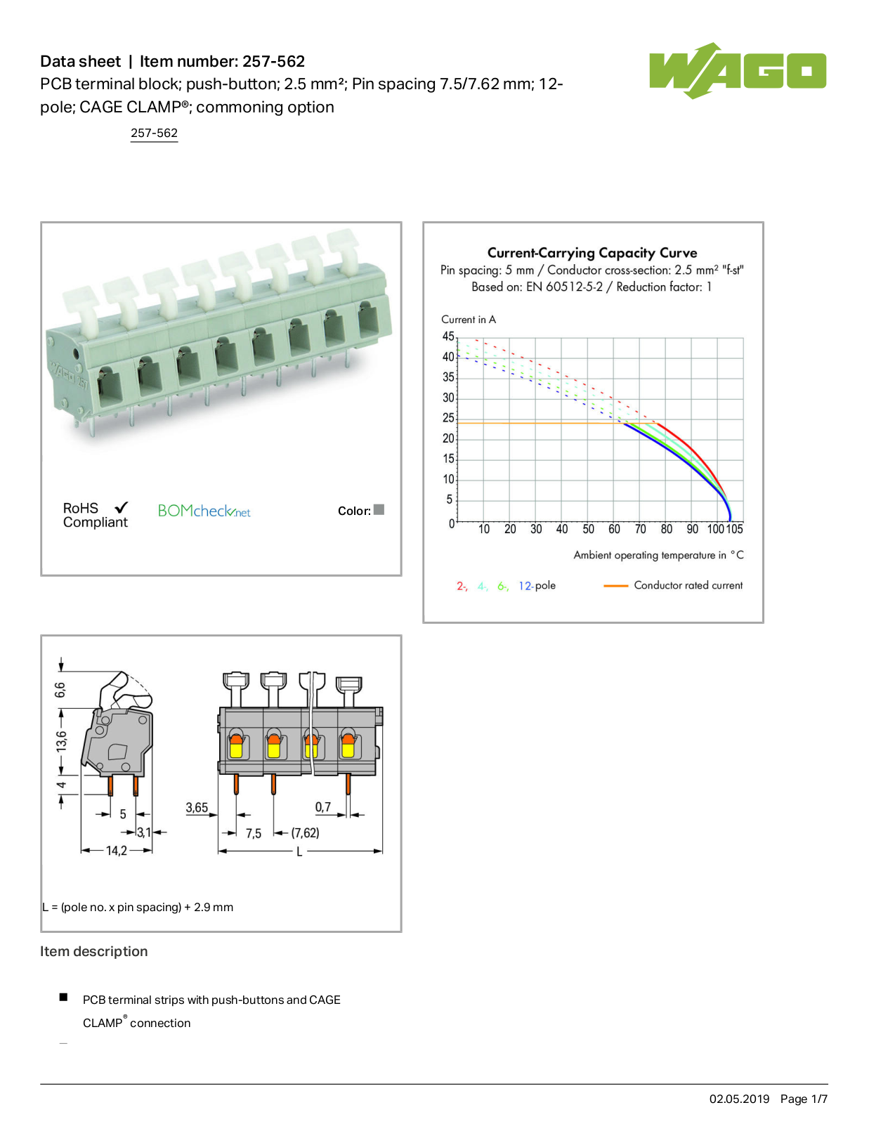 Wago 257-562 Data Sheet