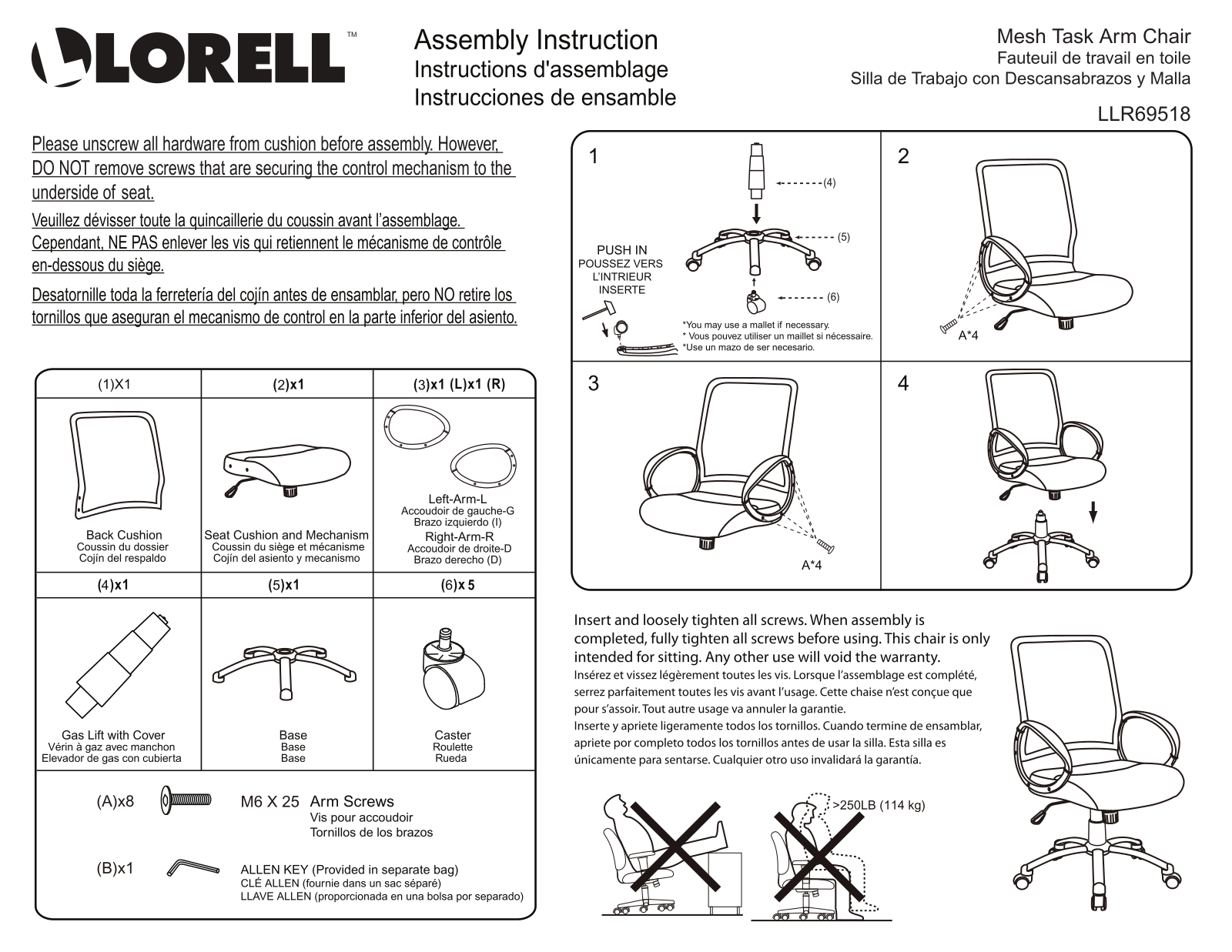 Lorell LRO1487 Assembly Instructions - ManualMachine.com