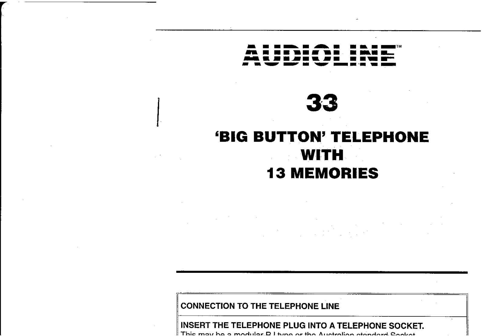 Audioline TEL33 User Manual