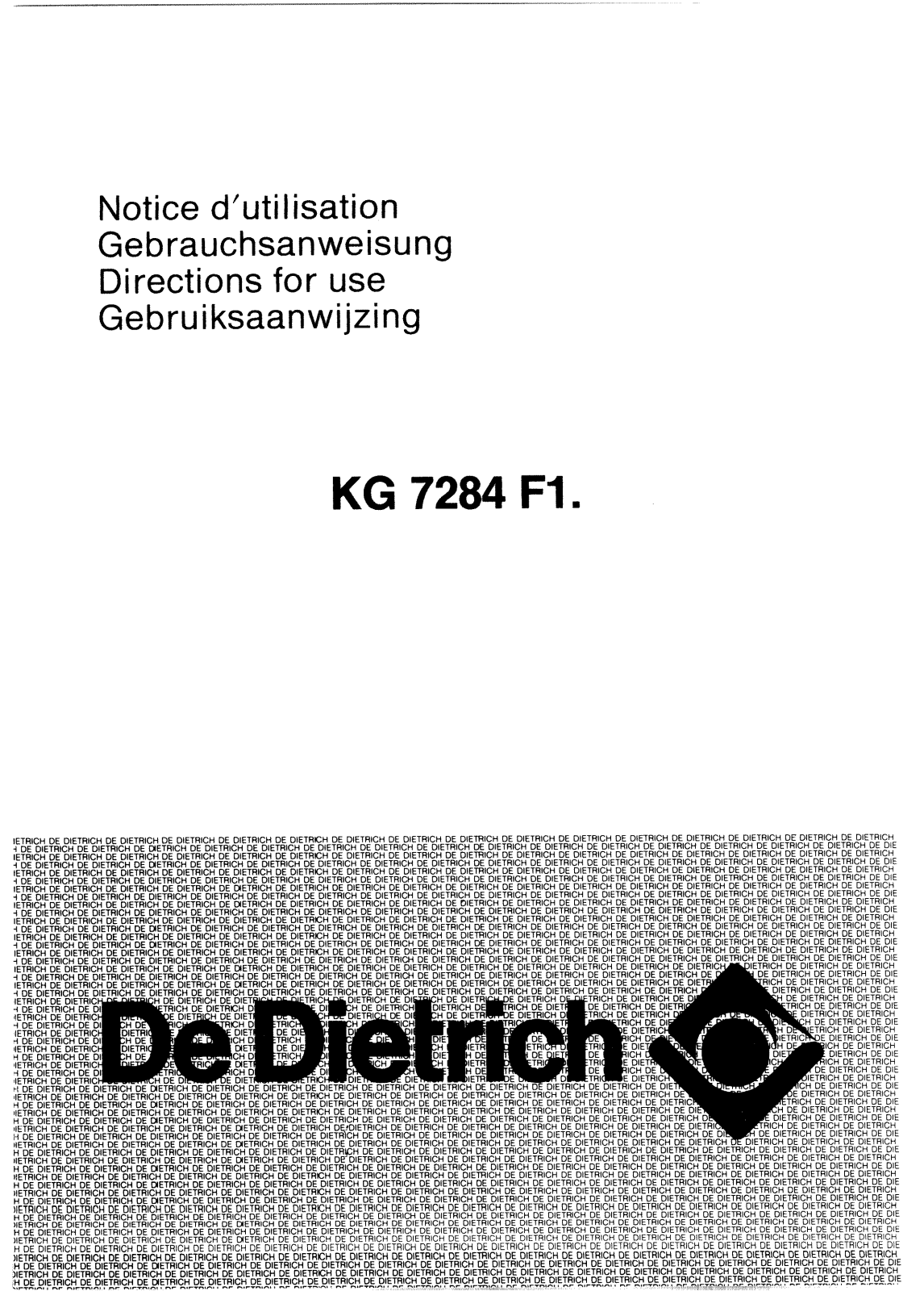 De dietrich KG7284F4, KG7284F12, KG7284F13, KG7284F1 User Manual