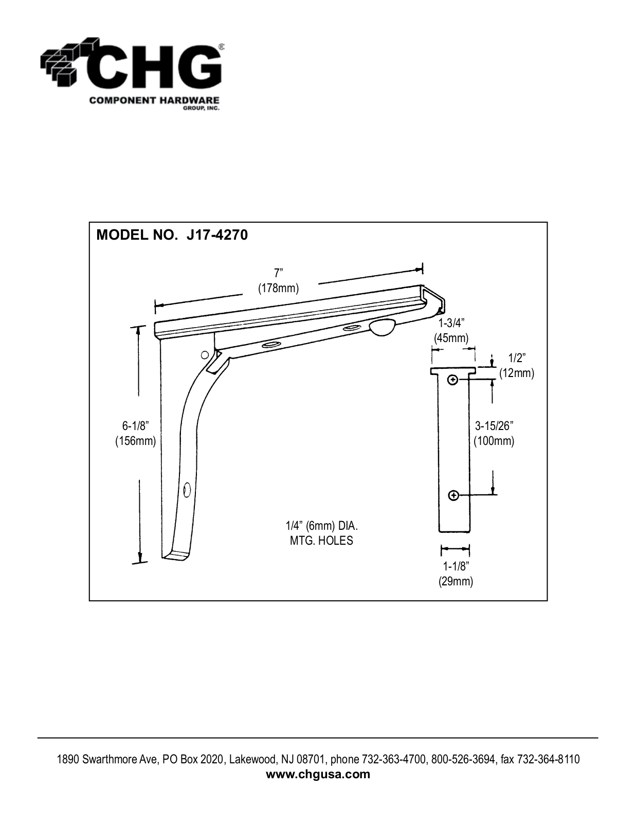 Component Hardware J17-4270 User Manual