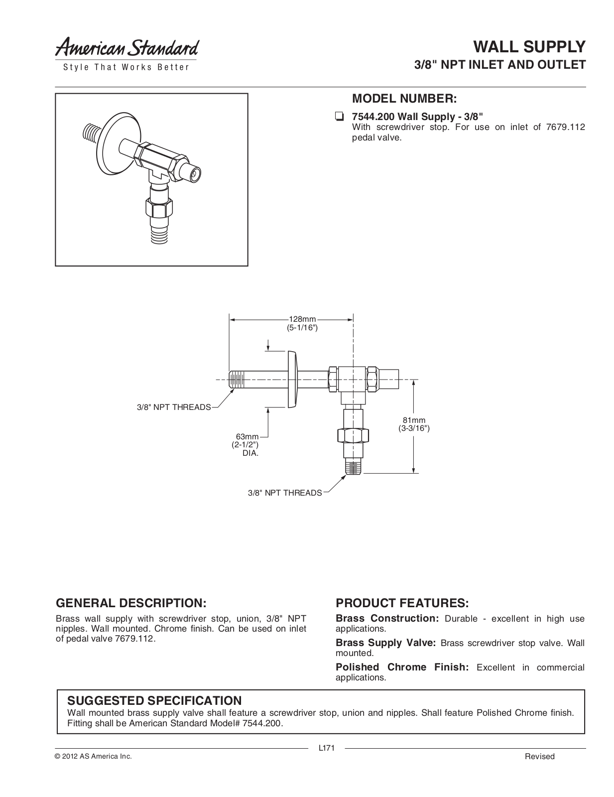 American Standard ASD8606 Specifications - ManualMachine.com