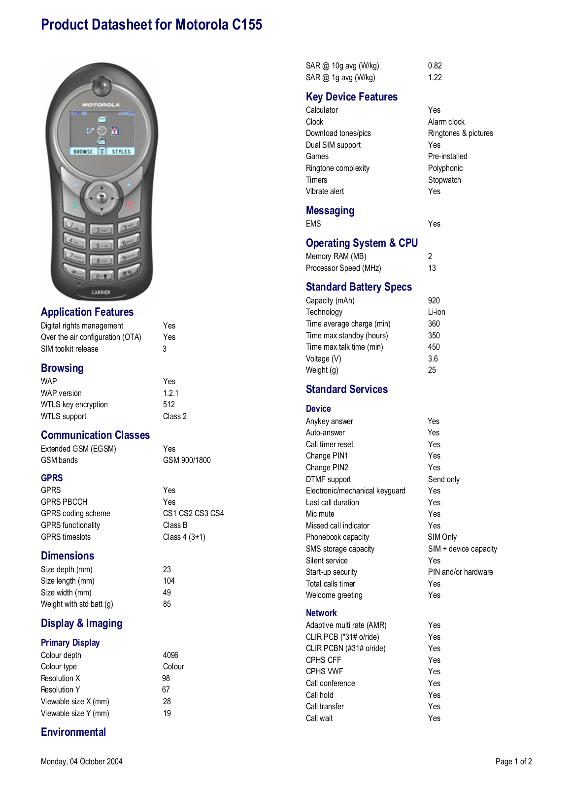 Motorola C155 user Manual