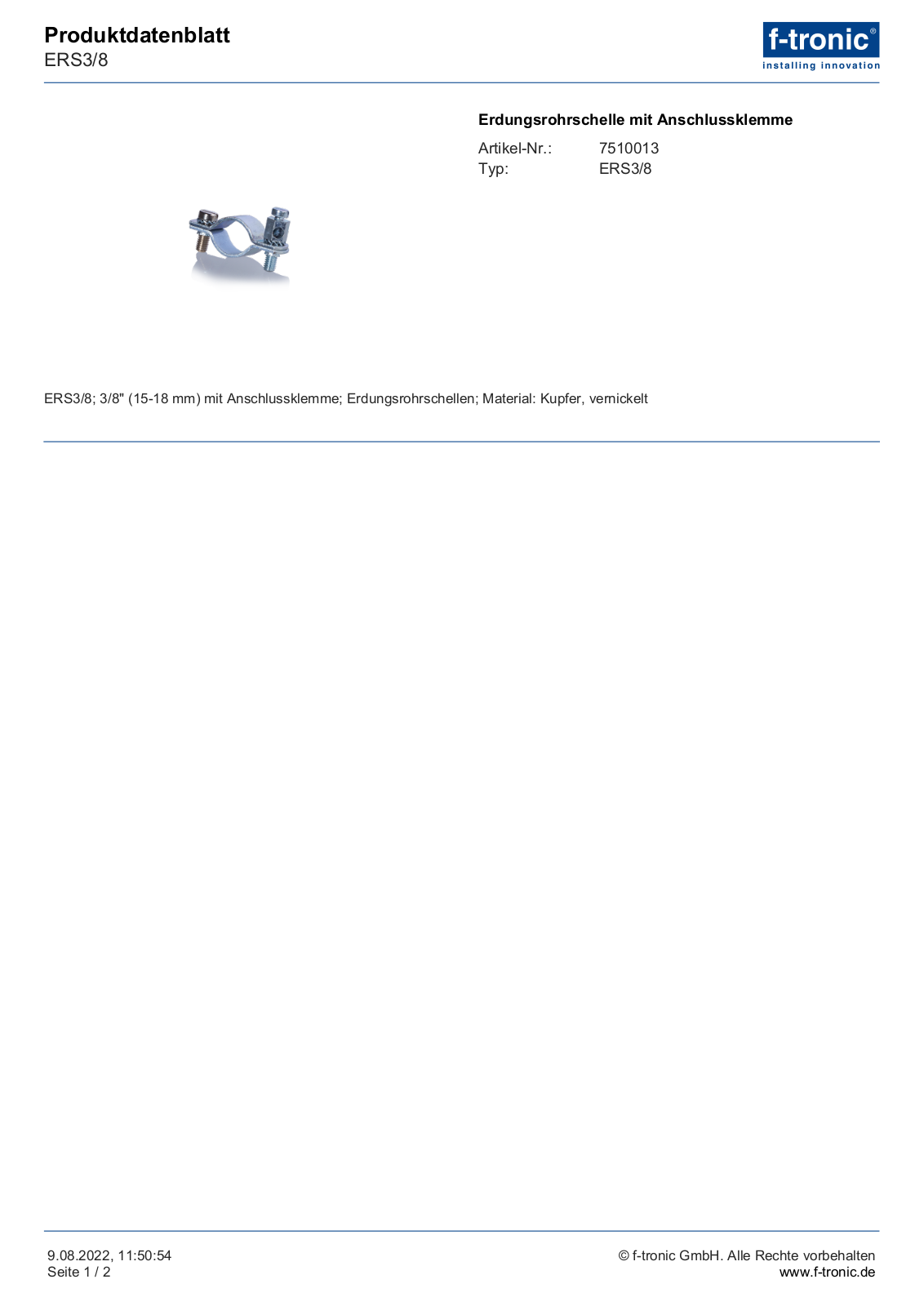 F-TRONIC EL ERS 38 Datasheet - ManualMachine.com