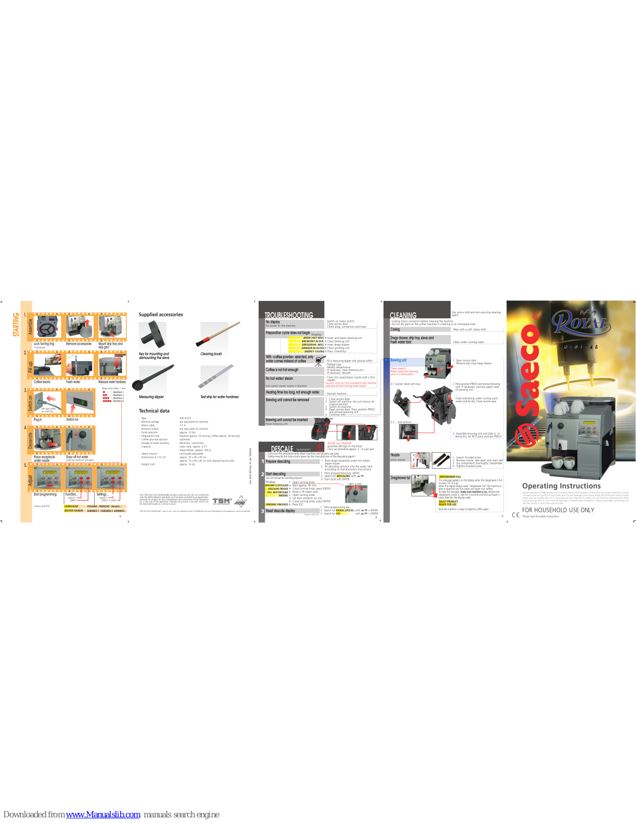 Saeco 0347.0BR.71Q, 0347.0AU.77L, 0347.00B.71C, Royal Digital Operating Instructions Manual