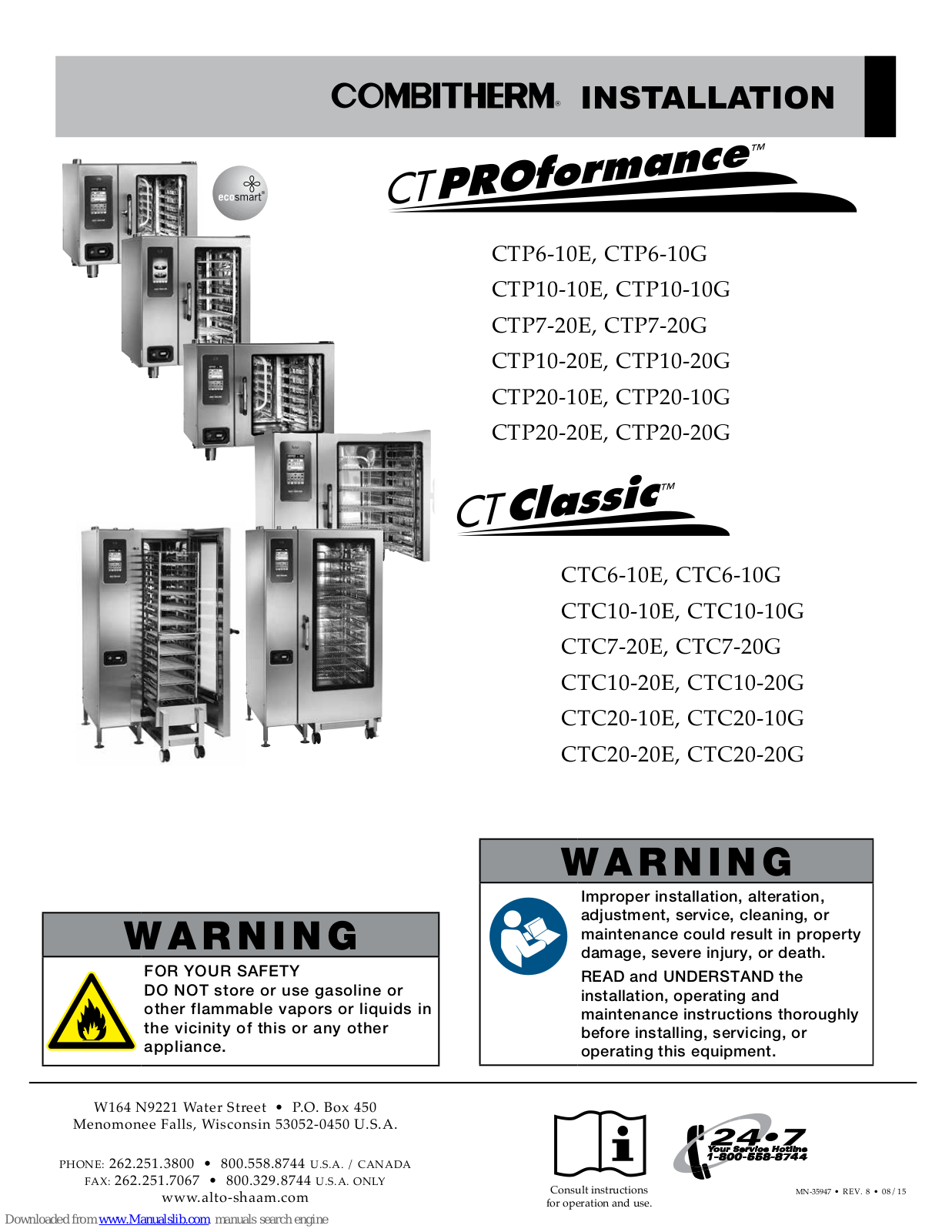COMBITHERM CT Classic, CTP7-20E, CTP6-10E, CTP10-10G, CTP10-20E Installation Manual - ManualMachine.com