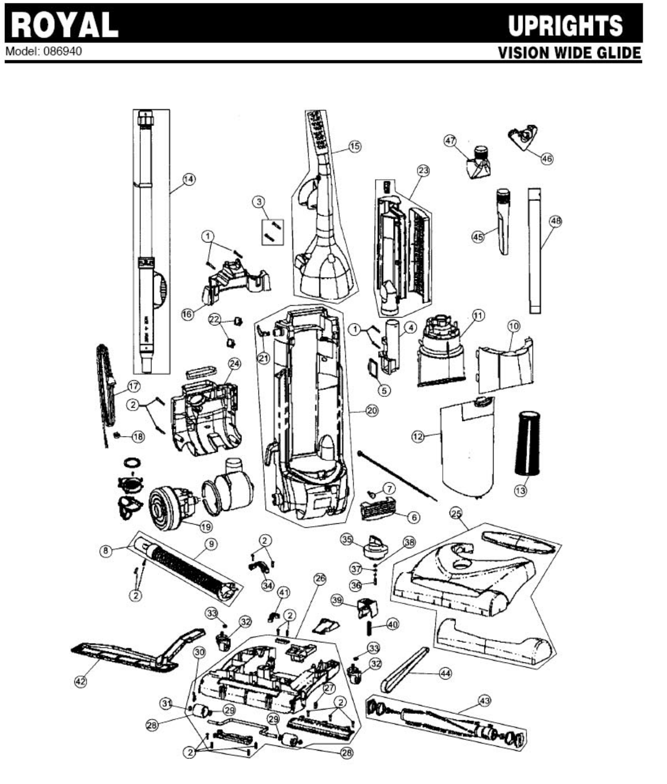 Royal 086940 Parts List