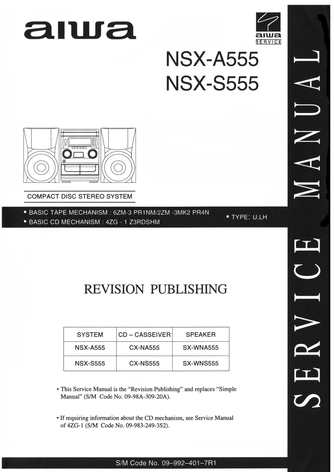 Aiwa NSX-A555, NSX-S555 Service Manual