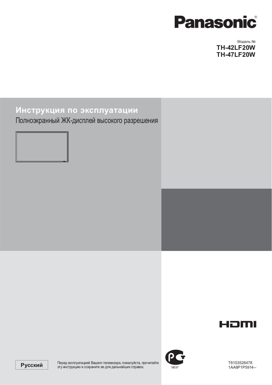 Panasonic TH-42LF20W User Manual