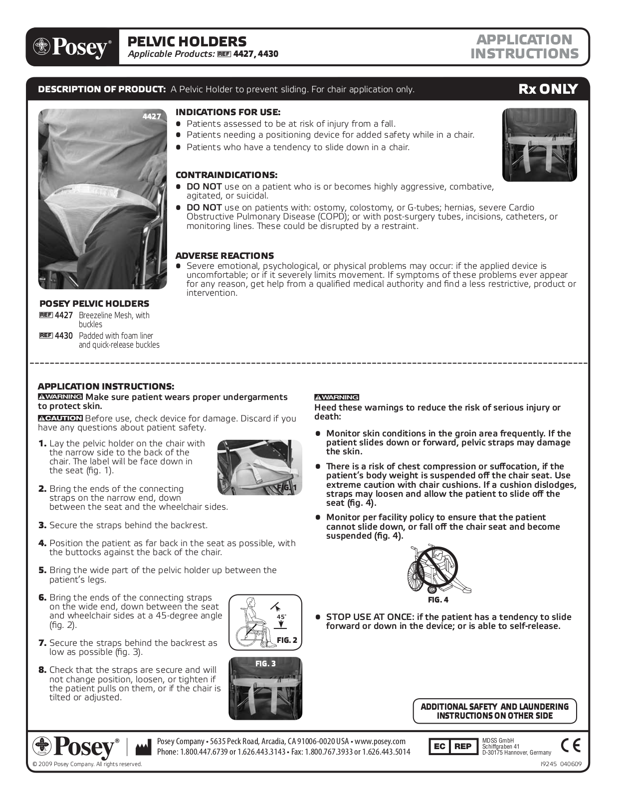 Posey Foam Pelvic Holder User Manual