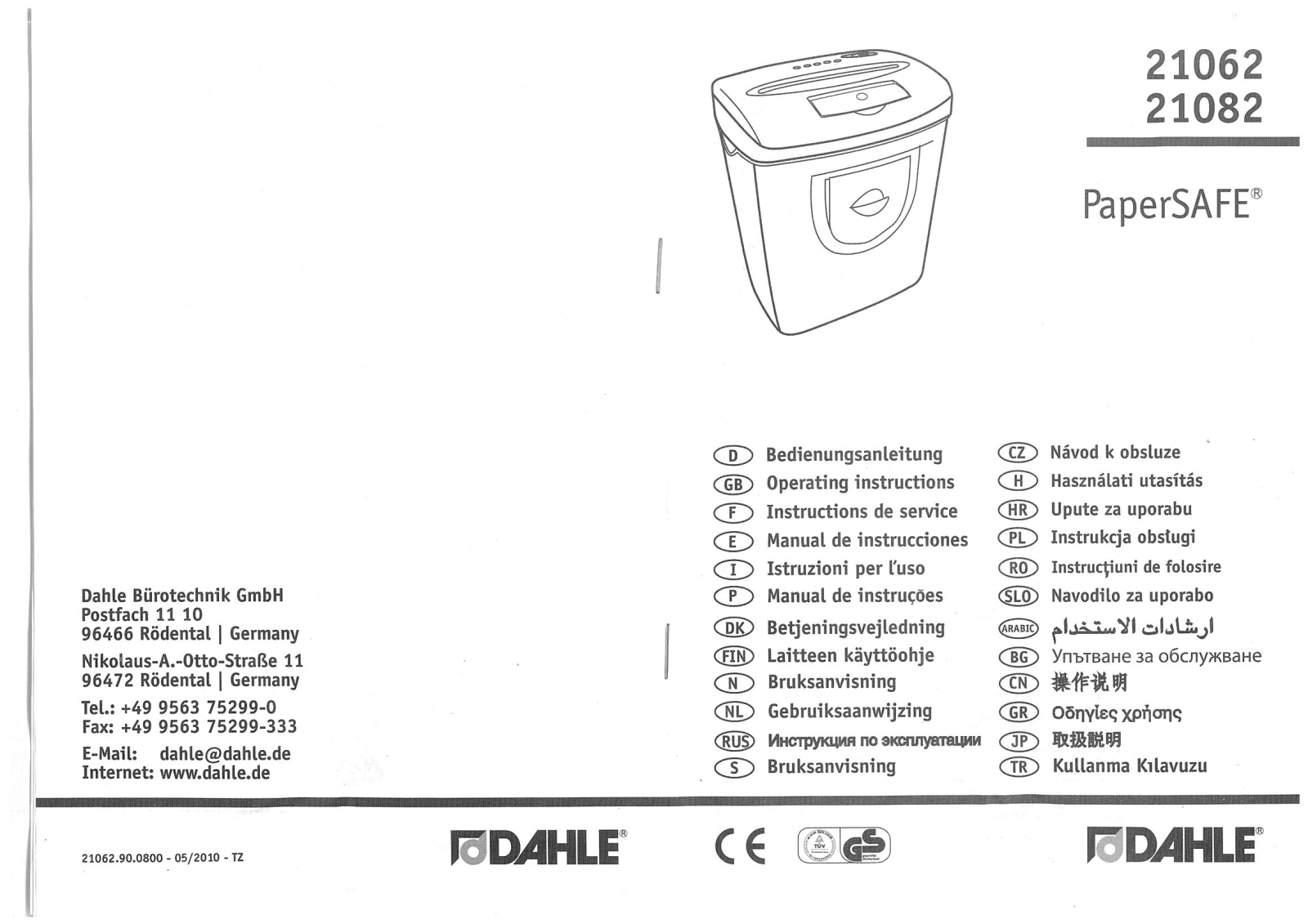 Dahle 21062, 21082 User Manual