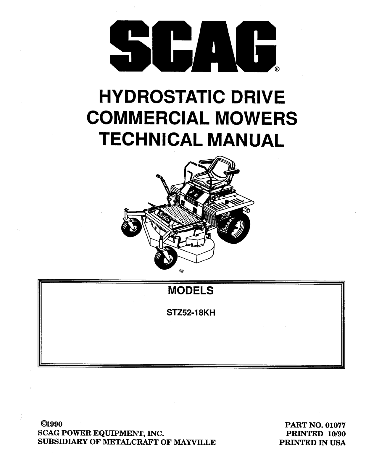 Scag Power Equipment STZ52-20KH User Manual