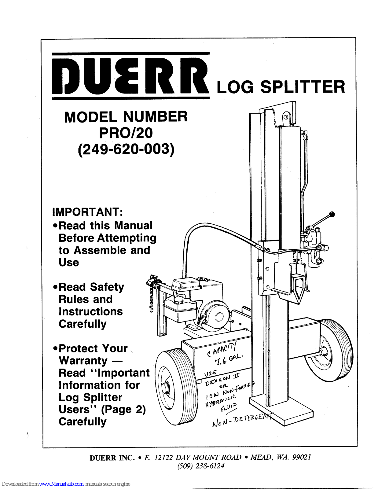 DUERR 249-620-003, PRO/20 Owner's Manual - ManualMachine.com