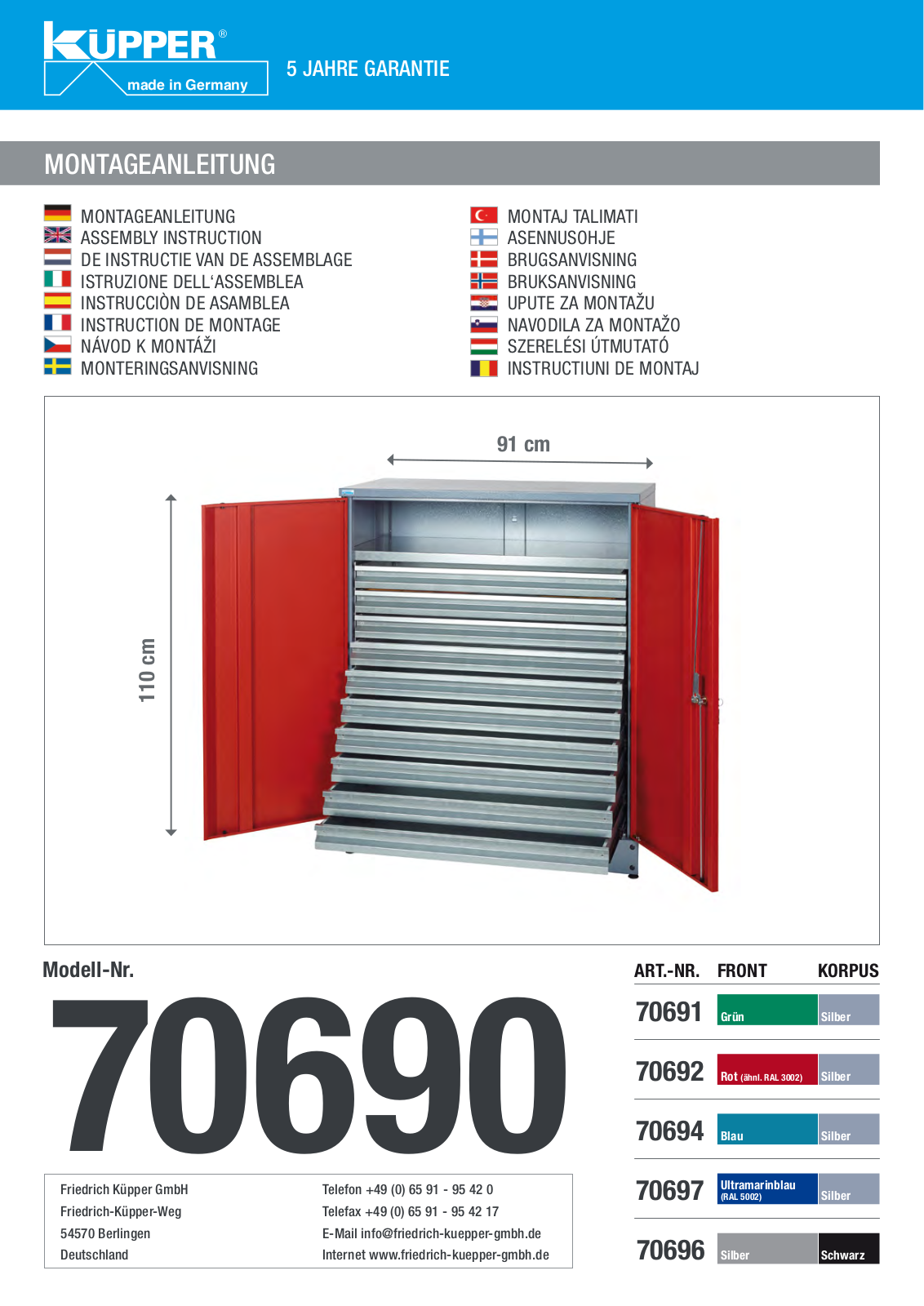 Küpper 70697, 70690, 70691, 70692, 70694 User guide