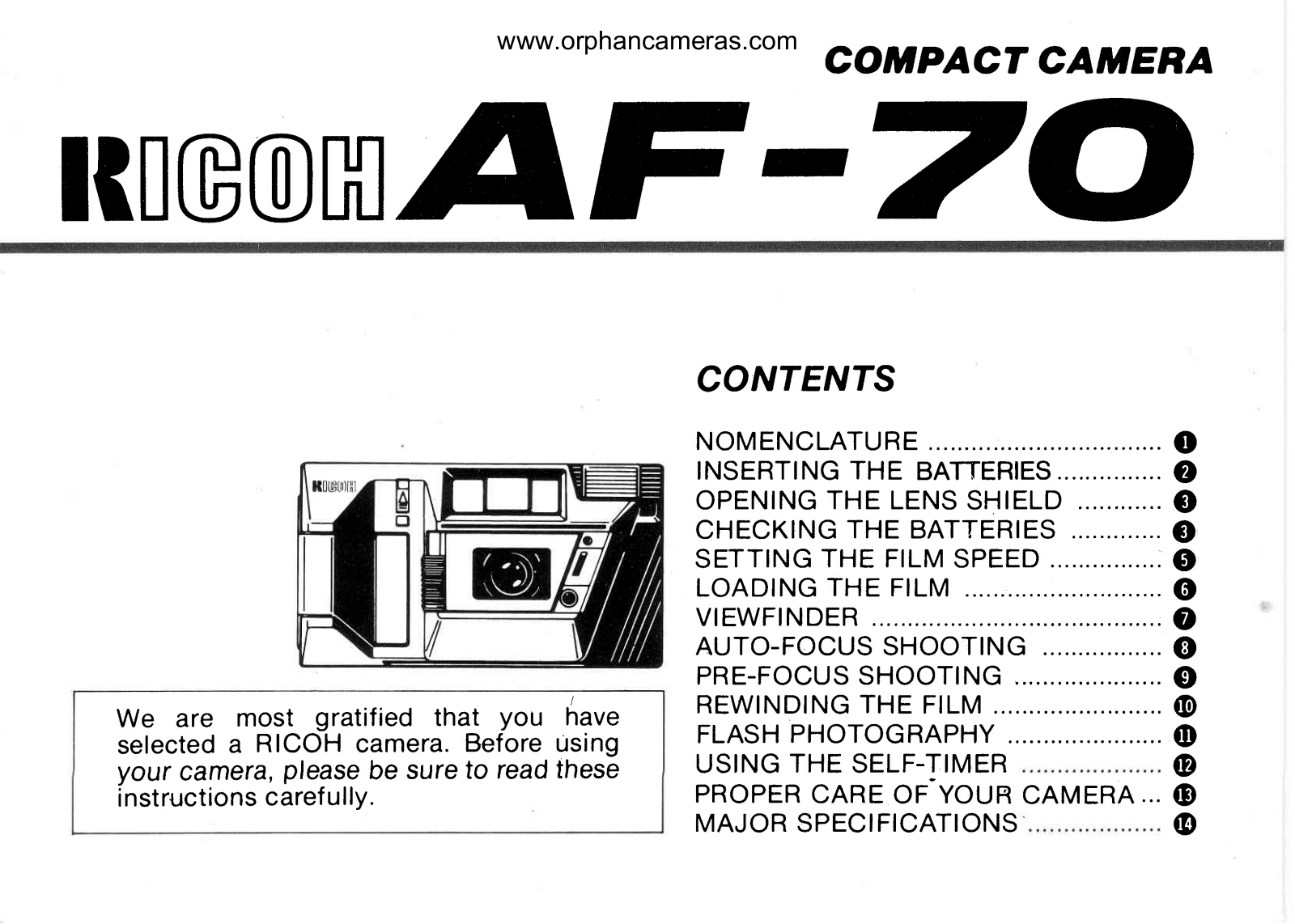 Ricoh AF-70 Operating Instructions